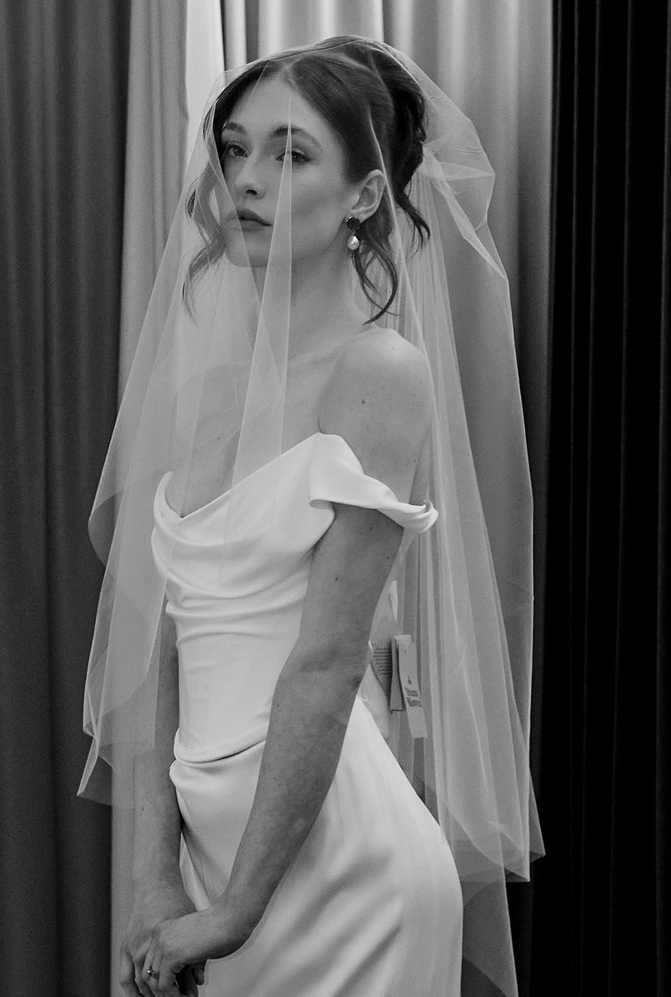 Kait Grace Structured Tulle Veil with gathers — Bloom Australia Kait Grace Structured Tulle Veil with gathers — Bloom Australia